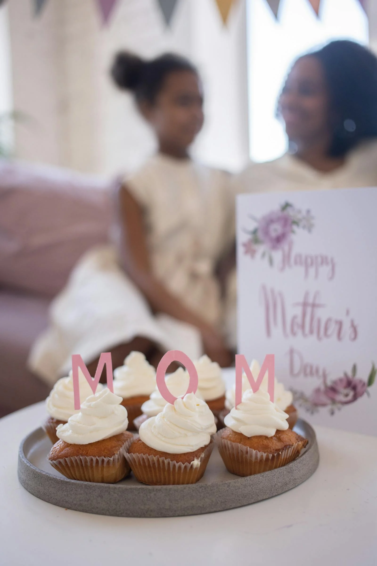 Happy Mother's Day greeting card and floral background