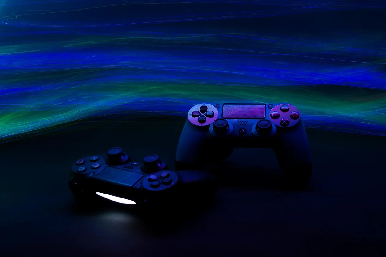 Gaming console set up next to a TV for big-screen play
